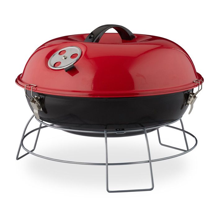 Barbecue rond portable Relaxdays - Charbon de bois - Diamètre 36cm - Surface de cuisson pour 4 personnes