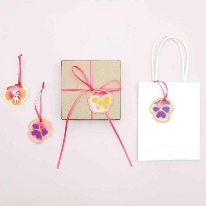 Pendentifs cadeau Futschikato - Pensées - Multicolore - 4,6 x 4,9 cm - 8 pcs