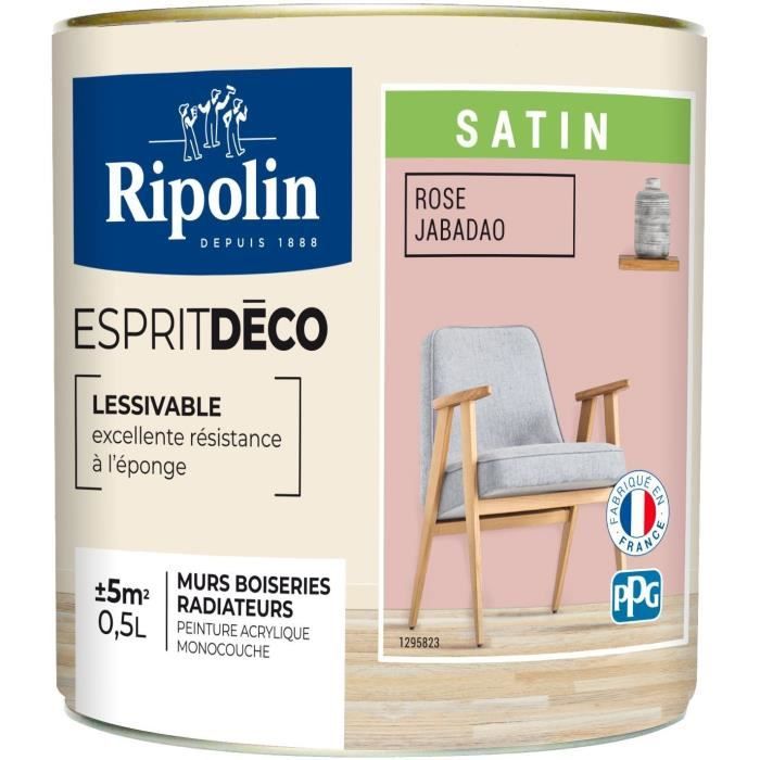 RIPOLIN - Esprit Déco Multi-supports - Rose jabadao - Satin - 0,5L