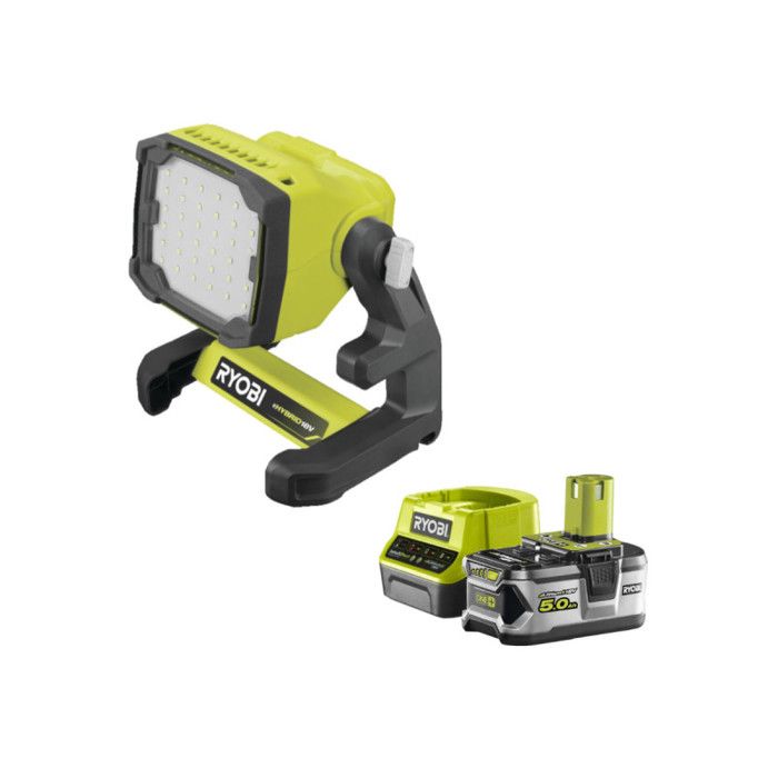 Pack RYOBI Projecteur LED 18V One+ 1800 lumens RLFD18 0 1 Batterie 5.0Ah 1 Chargeur rapide RC18120 150 - vue 8