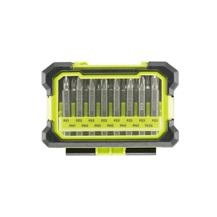 Coffret antichocs - RYOBI - 15 accessoires de vissage mixtes RAK15MSD - Plastique et métal - Gris et vert