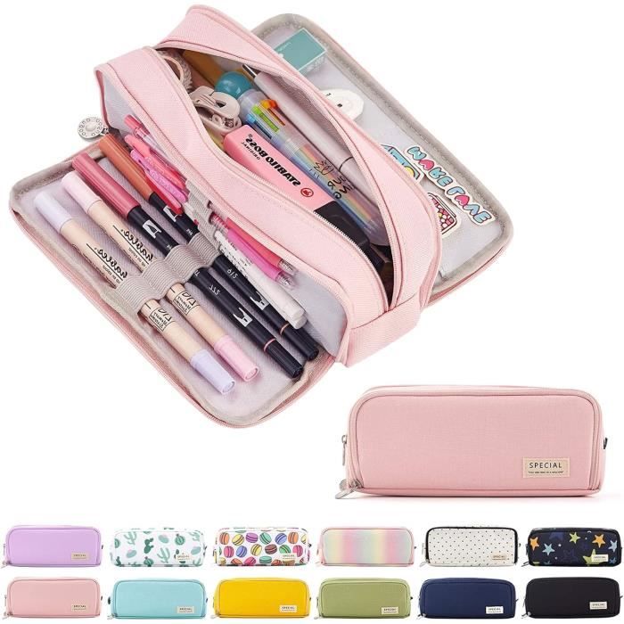 Trousse Scolaire Avec 3 Compartiments, Trousse À Crayons Grande