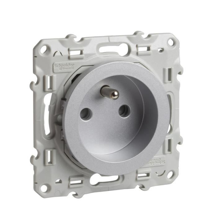 Prise De Courant Schneider ODACE S530059 – Aluminium 2P+T – à L'unité – Neuf Avec Défauts Mineurs
