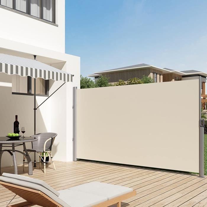 Brise-vue lat&eacute;ral extensible 3,5 x 1,8 m beige Songmics