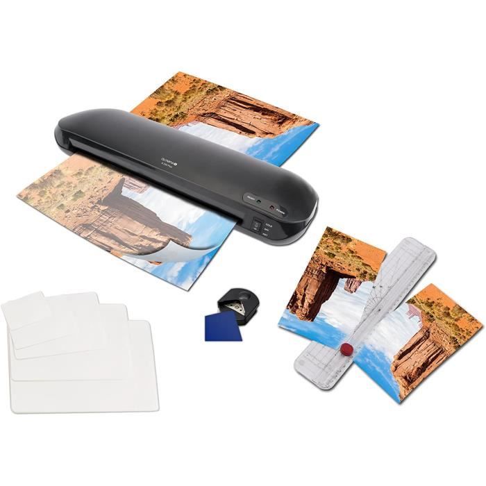 Plastifieuse Olympia A230 Plus 4 En 1 - Avec Coupe-Papier Et Arrondisseur - Formats A4 à Carte De Visite - 100 Pochettes Incluses