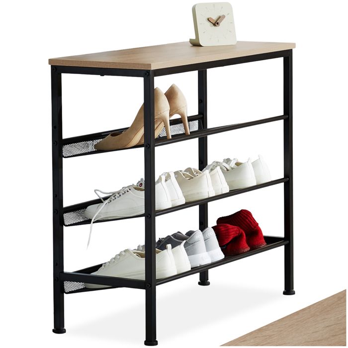 Meuble à chaussures - TECTAKE - Étagère à chaussures WOLVERHAMPTON en bois MDF 755 x 305 x 695 cm - Bois clair/Chêne sonoma