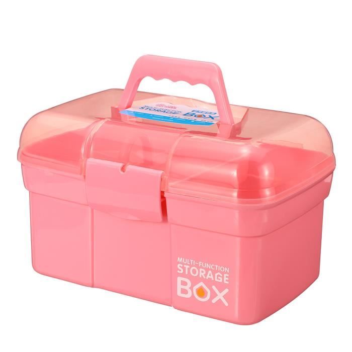 Super Nail Boite Rangement Manucure Outil 2 Couches Portable Rose