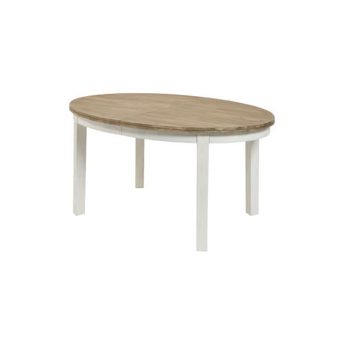 Table de repas ovale à allonge Blanc/Bois DUNEDIN L 170/210 x l 90