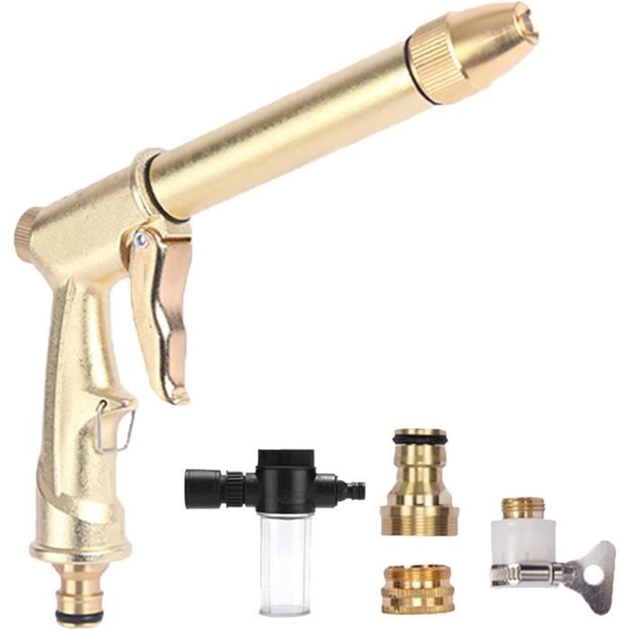 Pistolet à Eau Haute Pression QWORK - Alliage Zinc, Jet Réglable, Pour Lavage Voiture, Arrosage Jardin