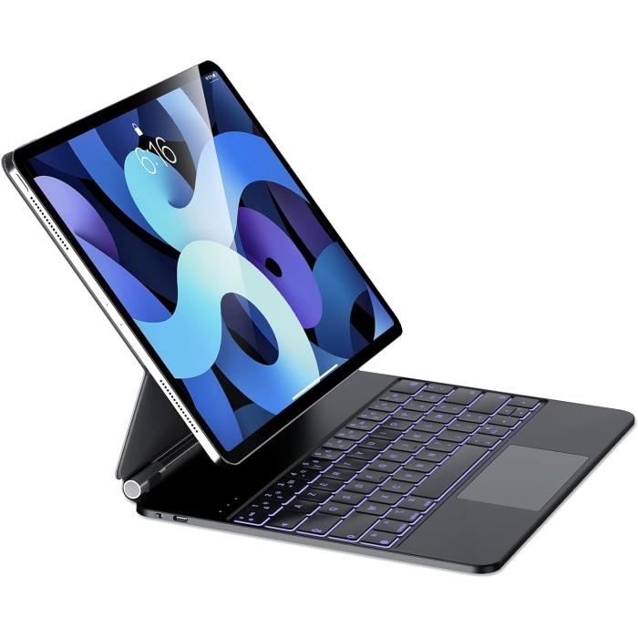 Étui Clavier Rotatif 360° Pour IPad Air 13 Pouces (M3 2025/M2 2024) - Rétroéclairage 7 Couleurs, Pavé Tactile Et Porte-crayon - Rose