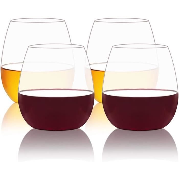 Lot De 6 Grands Verres à Vin Rouge Incassables 530 Ml En Plastique