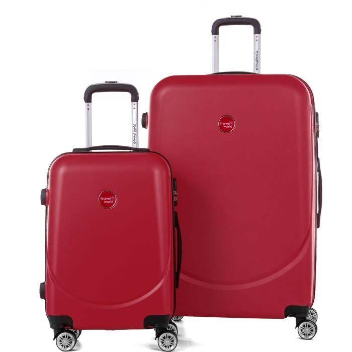 TRAVEL WORLD Ensemble de 2 Valises 50/80cm avec 4 roues Rouge Foncé