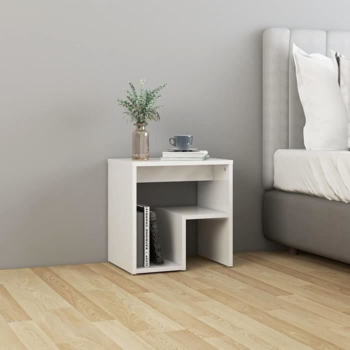 Truvito Table de chevet 1 pièce - Table de nuit avec Tiroir - 40 x 30 x 40 cm - Aggloméré - blanc brillant