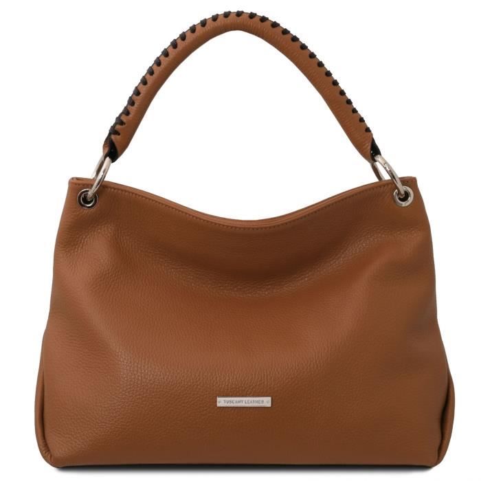tuscany leather - tl bag - sac à main en cuir souple - cognac (tl142087)
