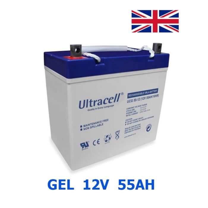 Batterie scellée GEL 55Ah 12V ULTRACELL à décharge profonde Energie