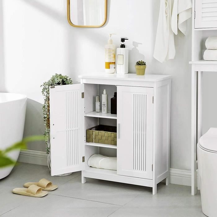 Meuble de salle de bain grand placard blanc unité de stockage gratuit en bois Stand