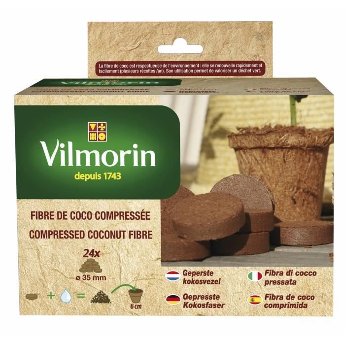 VILMORIN 24 pastilles de fibre de coco compressée - 3,5 cm