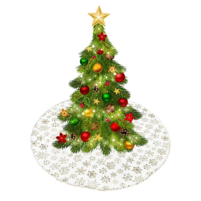 Jupe De Sapin De Noël, 80 Cm Blanc Peluche Fausse Fourrure Jupe Sapin De Noel Cache Pied De Sapin Noël Pliable Pour Décoration Pied De Sapin De Noel (Blanc