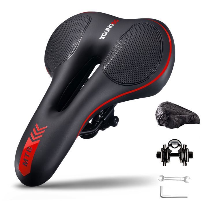 ROCKBROS Selle de Vélo Gel Ergonomique avec Amortisseur à Double Ressort,  Siège de Vélo Universelle Respirant Confortable à Mousse à Mémoire Noir :  : Sports et Loisirs