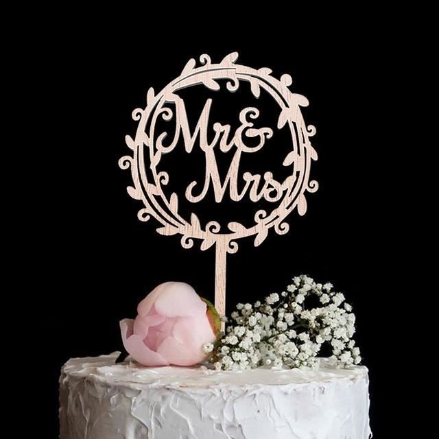 Décoration De Gâteau 'Love' En Bois - 14.2x11.2cm - Pour Mariage, Anniversaire, Fiançailles