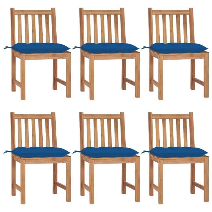 Lot De 6 Chaises De Jardin En Acacia Massif Avec Coussins - Dimensions 56x62x92 Cm - Confort Et Style