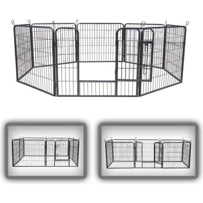 Comparer les prix de Parc Enclos pour Chiens Métal pour Chiots Animaux Grillage Rongeur Petit Avec Porte 8 Panneaux - zoomundo