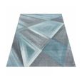 Tapis moderne poil court avec design géométrique doux et adapté au salon Couleur: Bleu Taille: 120 x 170 cm-1