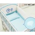 TD® Parure de lit de bébé bleu en coton lavable 5 pièces pour berceau couffin chambre enfant nouveau né soins hygiène design bébé-1