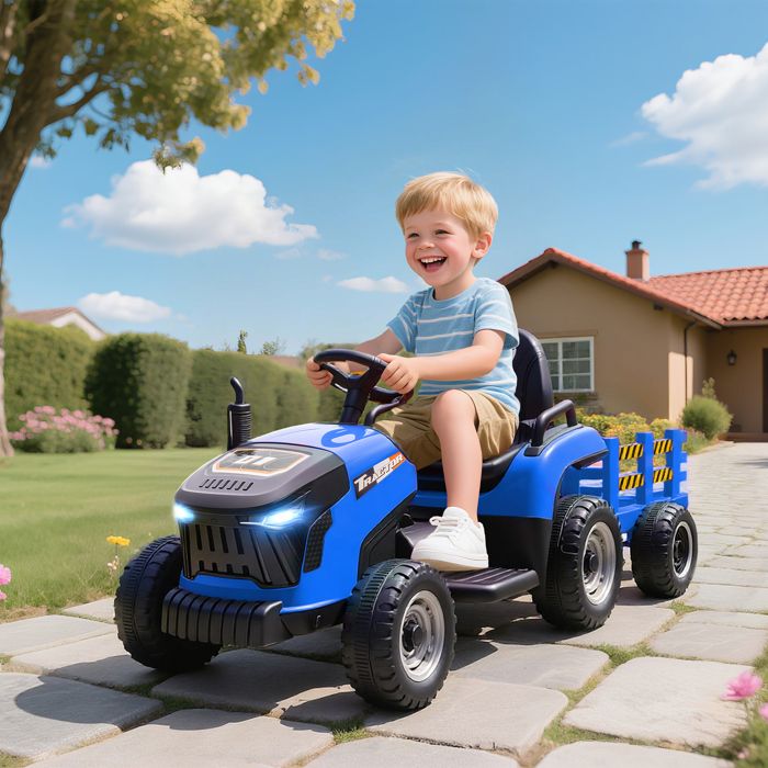 Voiture électrique,PROMIRACAL 12V Tracteur Électrique Enfants avec Pelle &Remorque Amovible