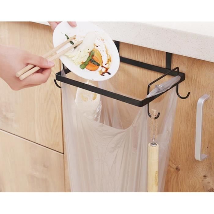Porte-Sac Poubelle Suspendu Pour Porte D'Armoire - Acier Inoxydable - Support 5kg - Gain De Place Cuisine/Camping