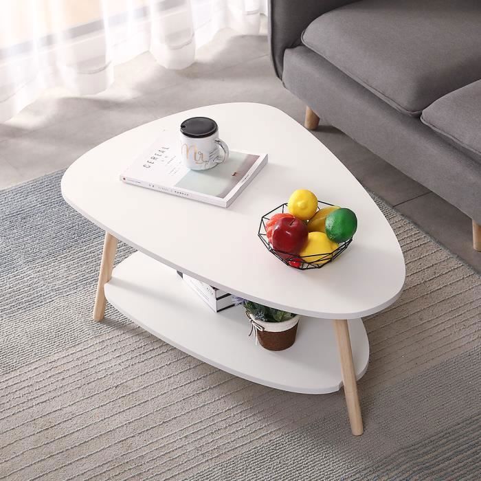 Lot De 2 Tables Basses Ovales - Style Nordique Blanc - Bois - Neuves
