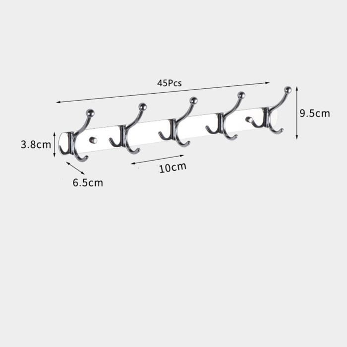 Lot De 5 Crochets Muraux Double Patère QMAHA - Blanc, Acier Inoxydable, Support 50kg Pour Entrée, Salle De Bain