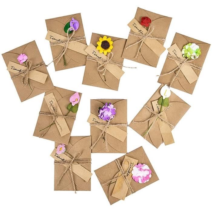Enveloppes en papier vierges rétro colorées, mini enveloppes carrées,  invitation de fête de mariage, cartes de voeux, cadeau, lot de 10 pièces