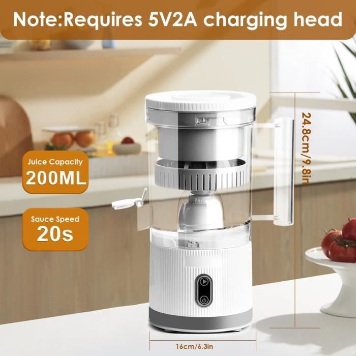 Presse Agrume Electrique Extracteur Jus USB Chargement Portable Machine à Jus d'agrumes Electrique Sans BPA Capacité de 220 ml - Electroménager Presse Agrume Electrique Extracteur Jus USB Chargement Portable Machine à Jus d'agrumes Electrique Sans BPA Capacité de 220 ml - Electroménager