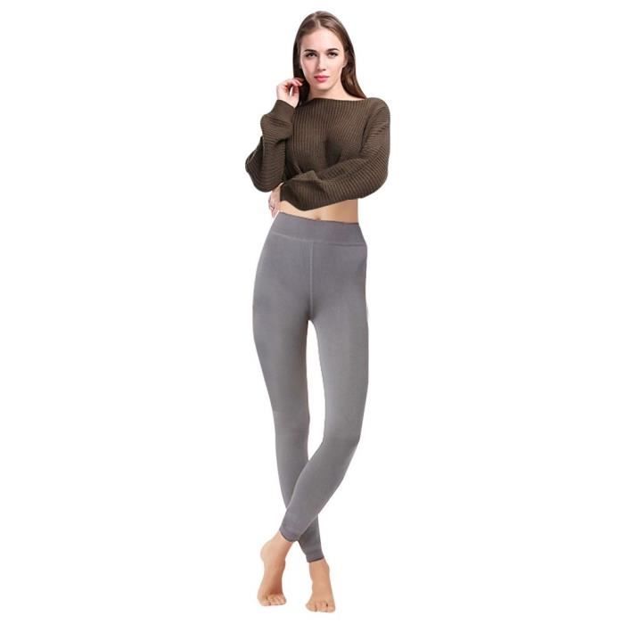 Legging pour femme DEN N° 824 GRIS Intérieur en polaire