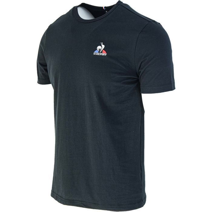 Tee shirt Le coq sportif ESSENTIEL Noir Coupe droite Manches courtes Col arrondi Noir Cdiscount Pret a Porter