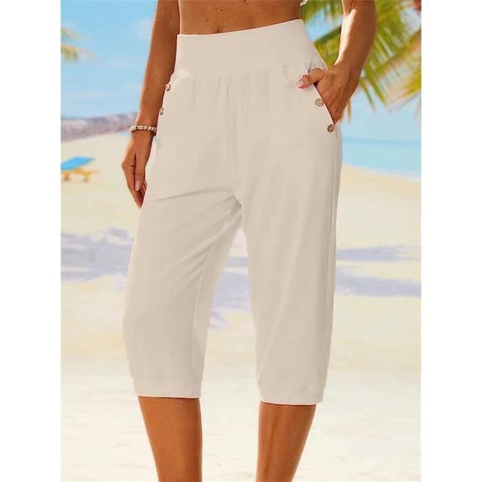 Pantalon Cargo Femme Pantacourt d ete 34 Long Kaki Yoga Plusieurs Poches Kaki Cdiscount Sport