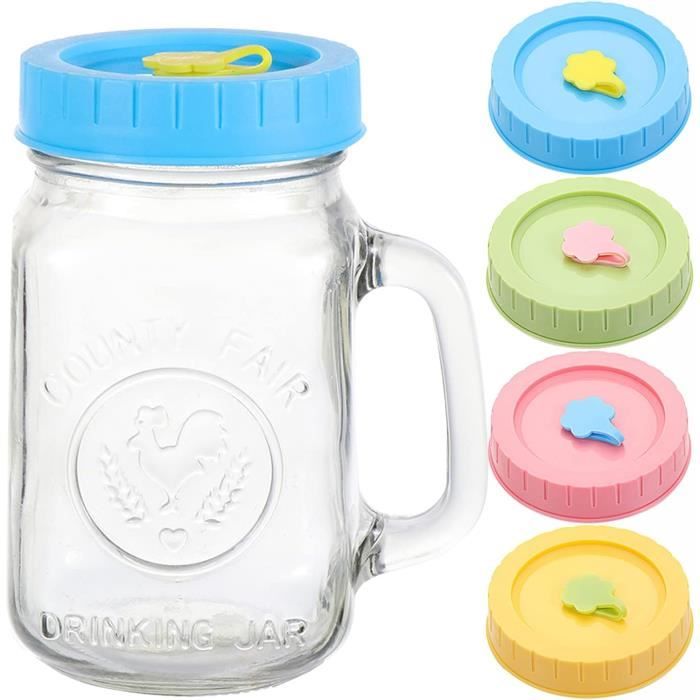 4 Pièces Couvercles de Bocaux avec Trou, Couvercles de Bocaux Mason à Large Ouverture, Couvercles pour Canettes de Soda et Boissons, Couvercles de Bocaux en Plastique avec Paille pour Pots à Confiture 4 Pièces Couvercles de Bocaux avec Trou, Couvercles de Bocaux Mason à Large Ouverture, Couvercles pour Canettes de Soda et Boissons, Couvercles de Bocaux en Plastique avec Paille pour Pots à Confiture