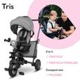 Tricycle évolutif LIONELO Tris - Siège réversible & réglable - Jusqu'à 25 Kg - Gris-2