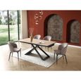 Table à manger extensible 6 à 10 couverts en céramique, verre trempé et métal - Naturel clair et Noir - XERENA de Pascal MORABITO-2