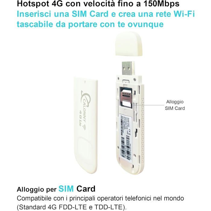 Clé Internet 4G LTE USB WiFi avec clé de Liaison SIM Modem sans Fil ...