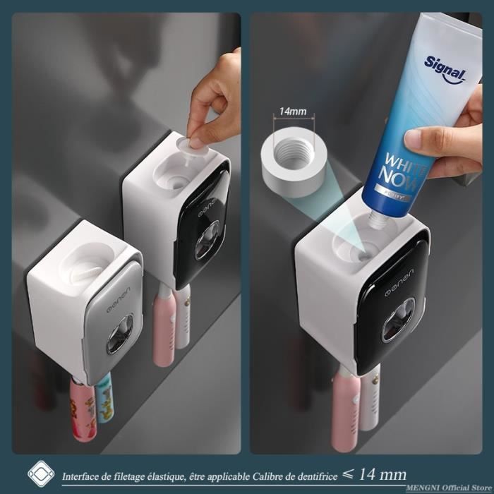 Distributeur Dentifrice Automatique Porte Brosses Dents Noir