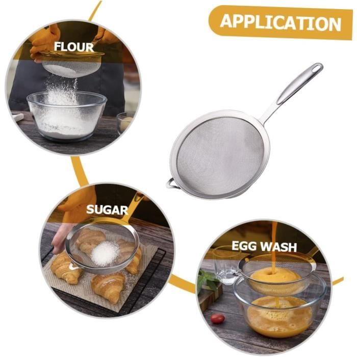 Tamis à Farine Une Main 3 Tasses - Acier Inoxydable Double Couche Avec Échelle Transparente, Idéal Pour Farine, Sucre Glace Et Poudre D'Amande