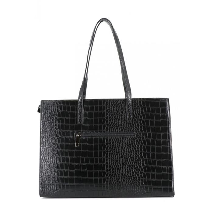 Sac cabas deals noir effet croco