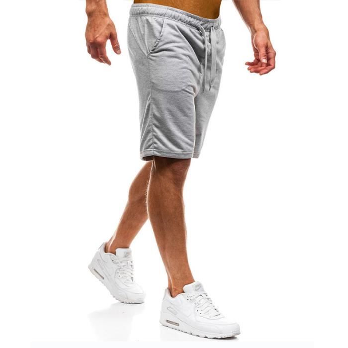 Short Homme Basic Couleur Unie Short Sport Homme Running Casual Shorts Homme Taille elastique avec Cordon de Serrage Gris Fonce Gris clair Cdiscount Pret a Porter