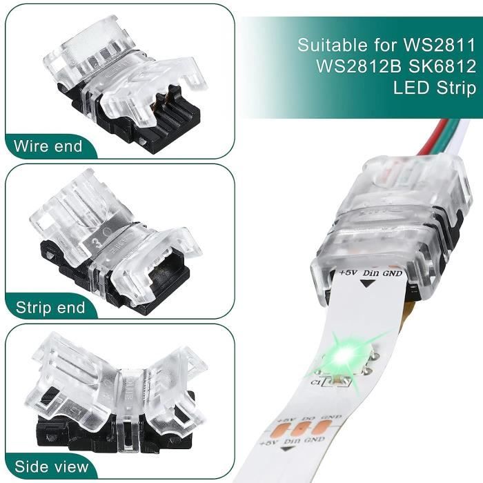 11 Pièces Connecteurs de Bande LED à 3 Broches Connecteurs de