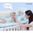 TD® Parure de lit de bébé bleu en coton lavable 5 pièces pour berceau couffin chambre enfant nouveau né soins hygiène design bébé-3
