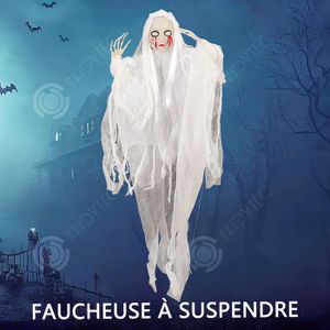 Lot De 3 Décorations Halloween Fantômes Squelettes Suspendus - 85x60cm - Pour Extérieur/intérieur, Maison Hantée - Plastique Et Polyester - 9