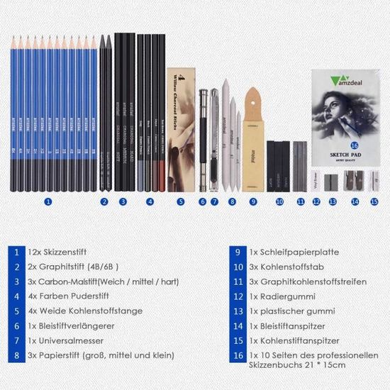 42 Pcs Crayons De Dessin Et Kit De Croquis Professionnels Avec Coffrets Outils Et Gomme Crayons De Croquis Ideal Pour Artistes Achat Vente Kit De Dessin 42 Pcs Crayons De Dessin Et Cdiscount