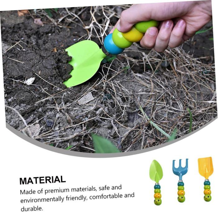 Antqov Ensemble d'Outils de Jardinage pour Enfants, Ensemble de 4 Pcs d' Outils de Jardin pour Enfants, Ensemble de Jeu Extérieur, Outils de Cour pour Enfants, Jouets de Jardin pour Tout-Petits de 3